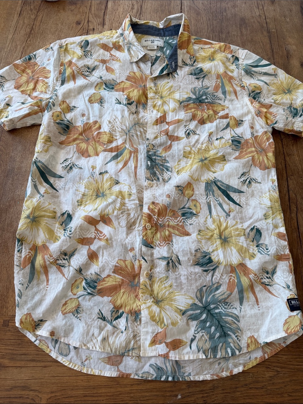 BILLABONG Floral Short Sleeve Shirt button down for men XL